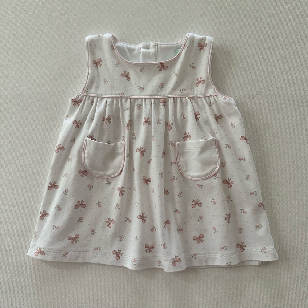 Baby Girl 18 Months White Pink Bow Print Top Spring Summer Pima Cotton